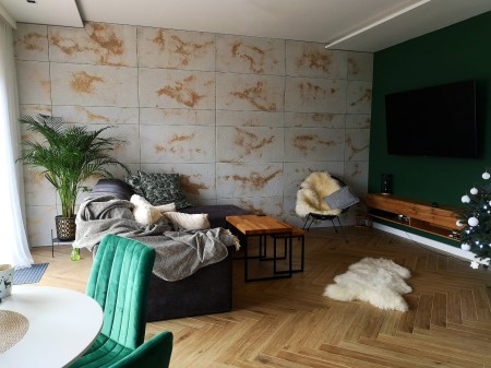 Płyta betonowa ultra lekka biała z kruszywem gold - struktura porowata