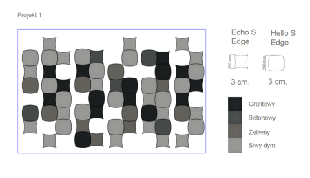 Miękki panel akustyczny Fluffo Soft Echo Edge S + Soft Hello Edge S - przykładowa kompozycja