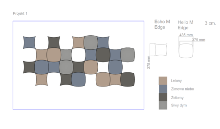 Miękki panel akustyczny Fluffo Soft Echo Edge M + Soft Hello Edge M - przykładowa kompozycja