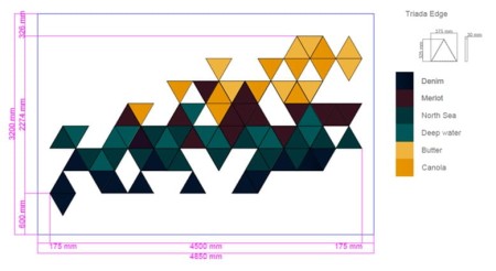 Miękki panel akustyczny Fluffo Soft Triada Edge - przykładowa kompozycja