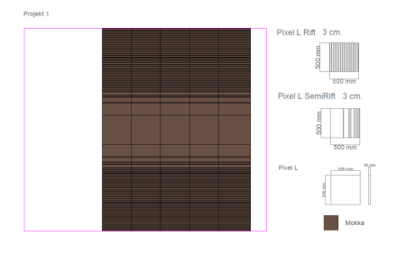 Miękki panel akustyczny Fluffo Soft Pixel L Rift - przykładowa kompozycja