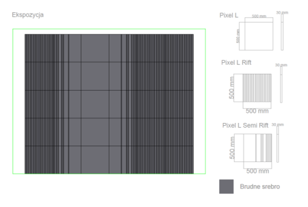 Miękki panel akustyczny Fluffo Soft Pixel L Rift - przykładowa kompozycja