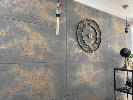 Płyty betonowe ultra lekka ciemny popiel z kruszywem gold