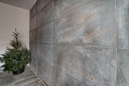 Płyta betonowa ultra lekka ciemny popiel z kruszywem gold - realizacje