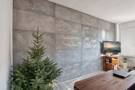 Płyta betonowa ultra lekka ciemny popiel z kruszywem gold - realizacje