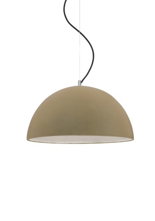 Lampa wisząca betonowa z zamszem Sfera Velvet, kolor betonowego klosza: natural / kolor zamszu peyote