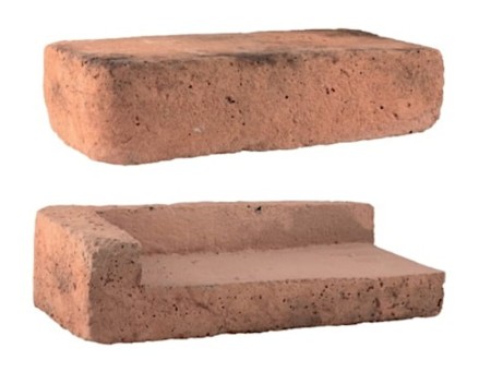 Płytka schodowa, parapetowa Stara Cegła skrajna zaokrąglona gr. 3,5 cm - wersja prawa