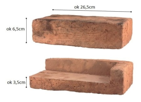 Płytka schodowa, parapetowa Stara Cegła skrajna prosta gr. 3,5 cm - wersja lewa