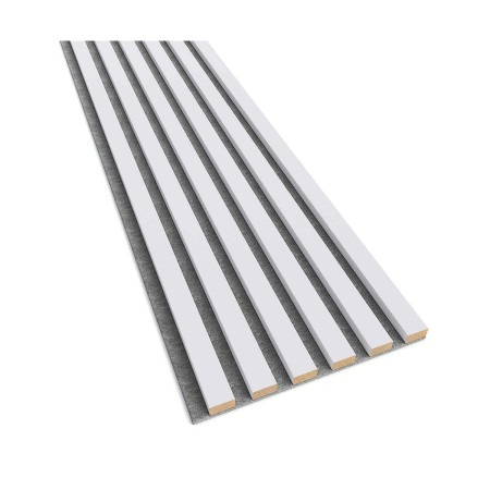 Lamele akustyczne na szarym filcu - Biały mat 30x270 cm