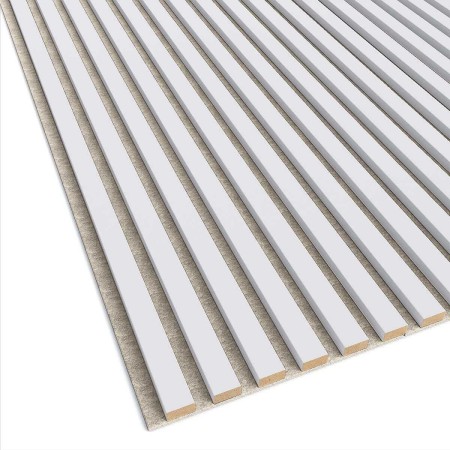 Lamele akustyczne na beżowym filcu - Biały mat 30x270 cm