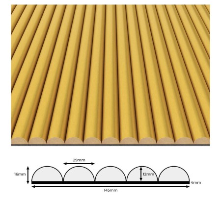 Panel ryflowany MDF - Złoty