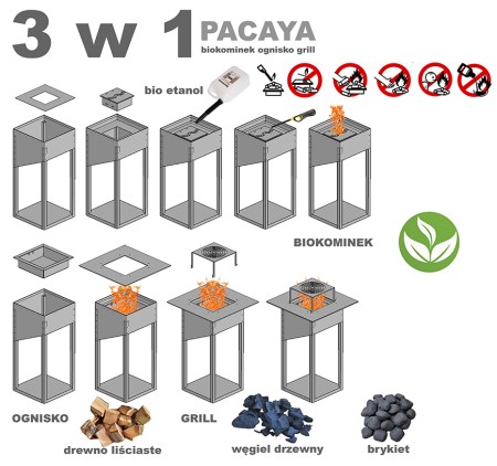 Palenisko ogrodowe/grill/biokominek 3 w 1 PACAYA