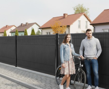 Listwy pionowe ogrodzeniowe, osłona na ogrodzenie panelowe 123x250 cm RD04 czarny