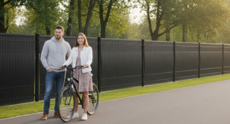 Listwy pionowe ogrodzeniowe, osłona na ogrodzenie panelowe 123x250 cm RD04 czarny