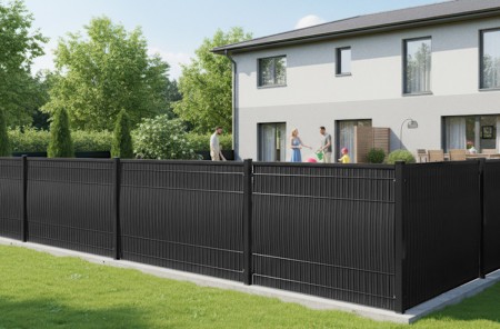 Listwy pionowe ogrodzeniowe, osłona na ogrodzenie panelowe 123x250 cm RD04 czarny