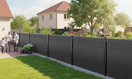 Listwy pionowe ogrodzeniowe, osłona na ogrodzenie panelowe 123x250 cm RD04 czarny