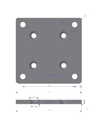 Płytka metalowa PM-130x130x6 do słupka ogrodzeniowego ALUS