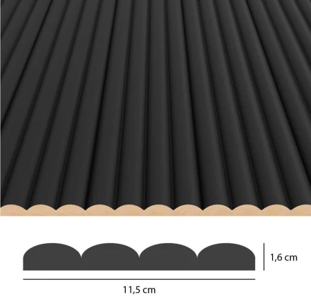 Panel ryflowany MDF MONTERO - czarny 11,5x275 cm