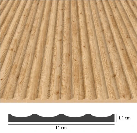 Panel ryflowany wklęsły MDF LAGUNA - dąb naturalny 11x275 cm