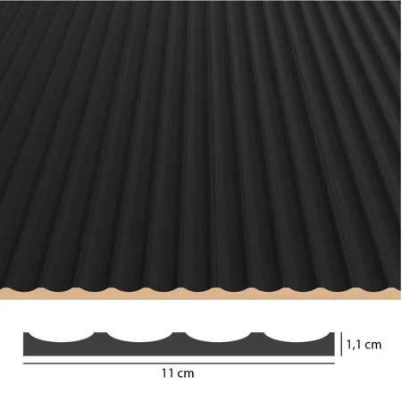Panel ryflowany wklęsły MDF LAGUNA - czarny 11x275 cm