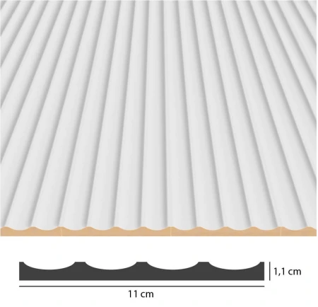 Panel ryflowany wklęsły MDF LAGUNA - biały 11x275 cm