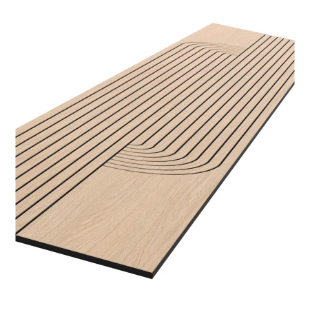 Wysoki frezowany panel ścienny fornirowany dębowy VELUNO 50x275 cm