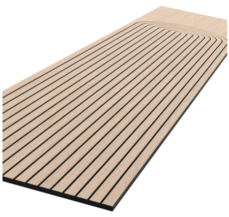 Wysoki frezowany panel ścienny fornirowany dębowy MONOLIT 50x275 cm