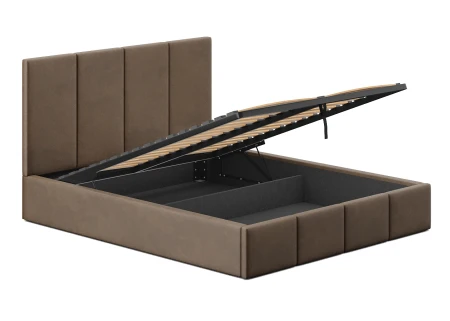 Łóżko tapicerowane Luna z pojemnikiem na pościel – welur T02 Brown
